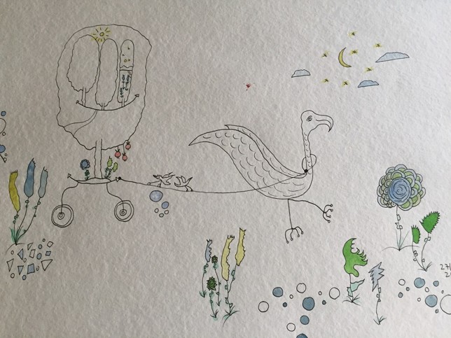 rollender Baum, Ausschnitt,50x70 cm, Mischtechnik auf Papier